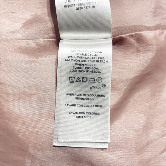 Lauren Ralph Lauren Hooded Jacket Womens L Pink Windbreaker Lightweight Gold Zip - Picture 5 of 9